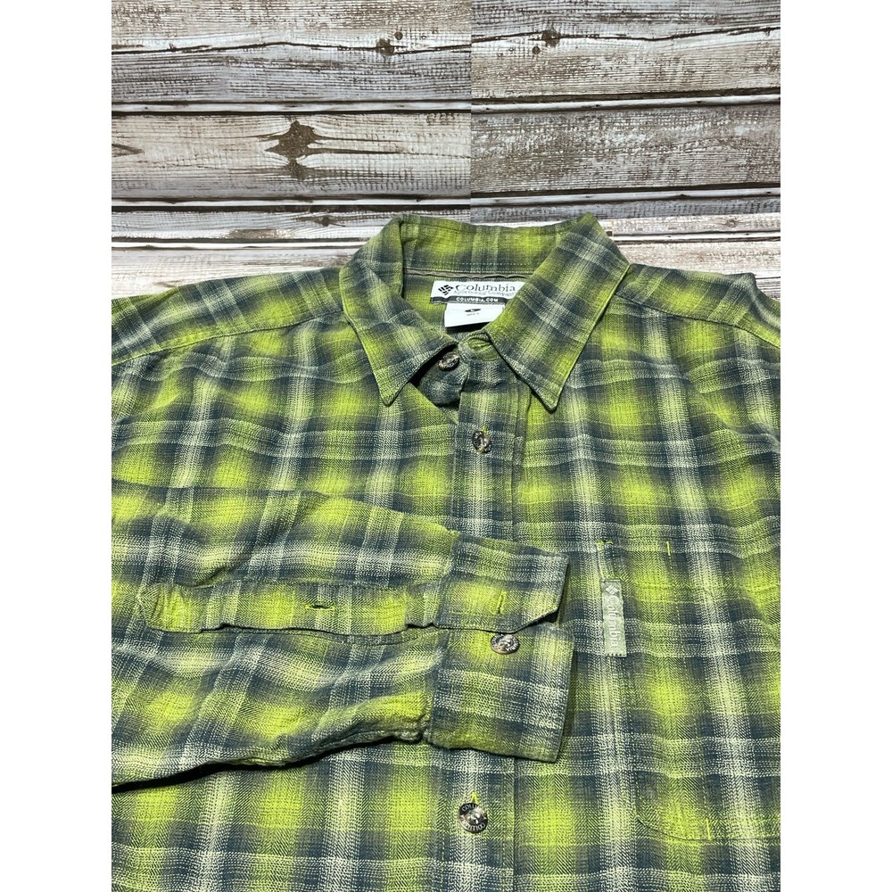 Columbia Men's Long Sleeve Button Down Green Blue Size L - Picture 1 of 5